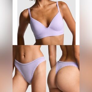PINK Victoria's Secret Baby Lavender Matching 2 Piece Bra And Thing Set